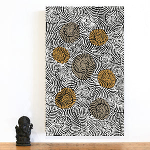 Aboriginal Art by Maria Nampijinpa Brown, Pamapardu Jukurrpa (Flying Ant Dreaming) - Warntungurru, 76x46cm - ART ARK®