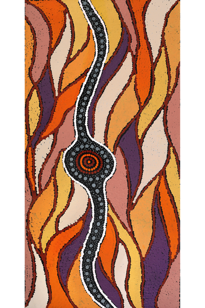 Aboriginal Artwork by Maria Nampijinpa Brown, Pamapardu Jukurrpa (Flying Ant Dreaming) - Warntungurru, 91x46cm