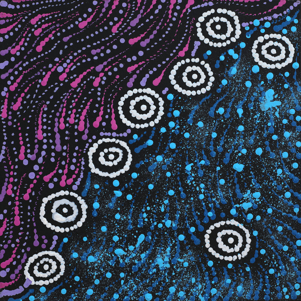 Aboriginal Art by Maria Nampijinpa Brown, Napaljarri-warnu Jukurrpa (Seven Sisters Dreaming), 30x30cm - ART ARK®