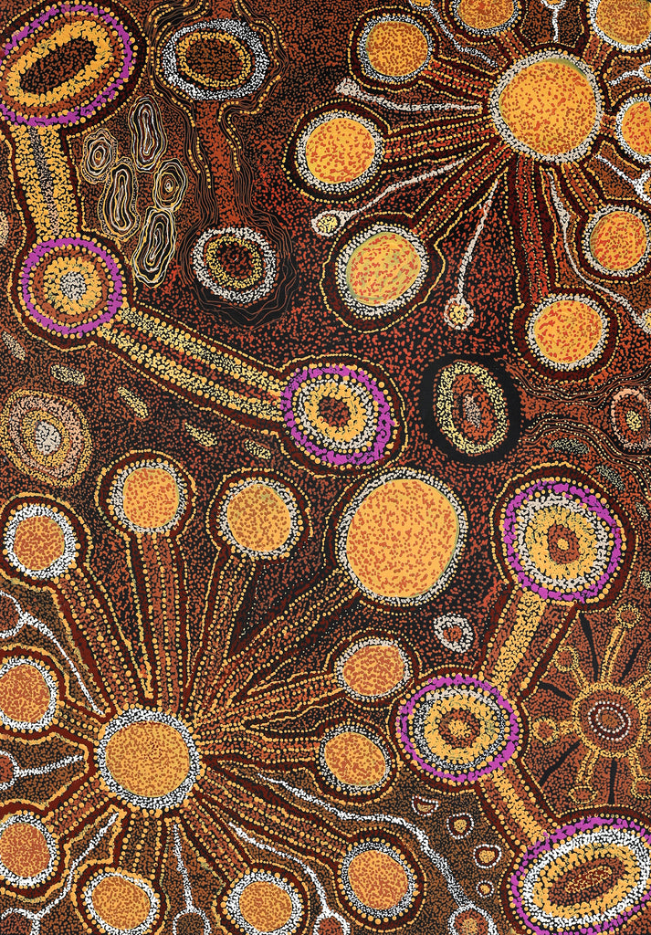 Aboriginal Artwork by Maralyn Stanley Inawinytji, Minyma Kutjara Wingellina, 102x71cm