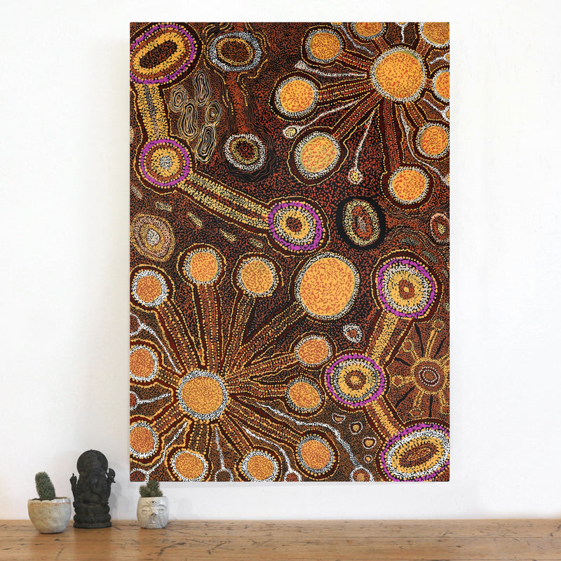 Aboriginal Artwork by Maralyn Stanley Inawinytji, Minyma Kutjara Wingellina, 102x71cm