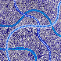 Aboriginal Artwork by Marissa Napanangka Anderson, Ngapa Jukurrpa (Water Dreaming) - Puyurru, 50x40cm