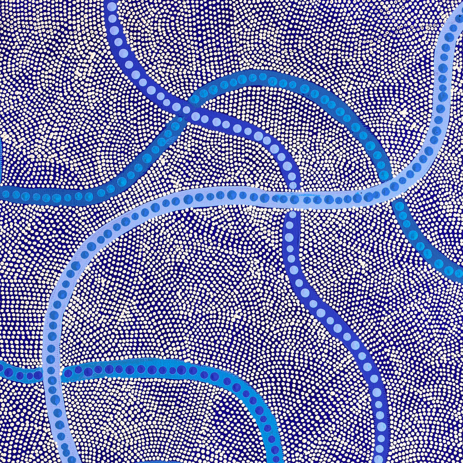 Aboriginal Artwork by Marissa Napanangka Anderson, Ngapa Jukurrpa (Water Dreaming) - Puyurru, 50x40cm