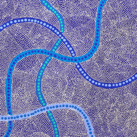 Aboriginal Artwork by Marissa Napanangka Anderson, Ngapa Jukurrpa (Water Dreaming) - Puyurru, 50x40cm