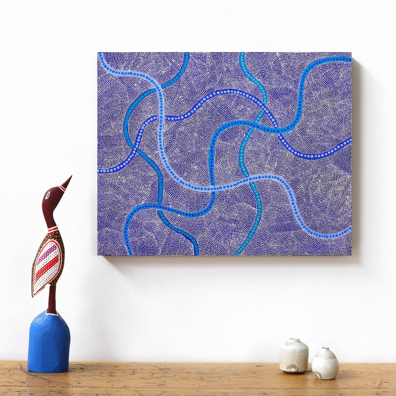 Aboriginal Artwork by Marissa Napanangka Anderson, Ngapa Jukurrpa (Water Dreaming) - Puyurru, 50x40cm