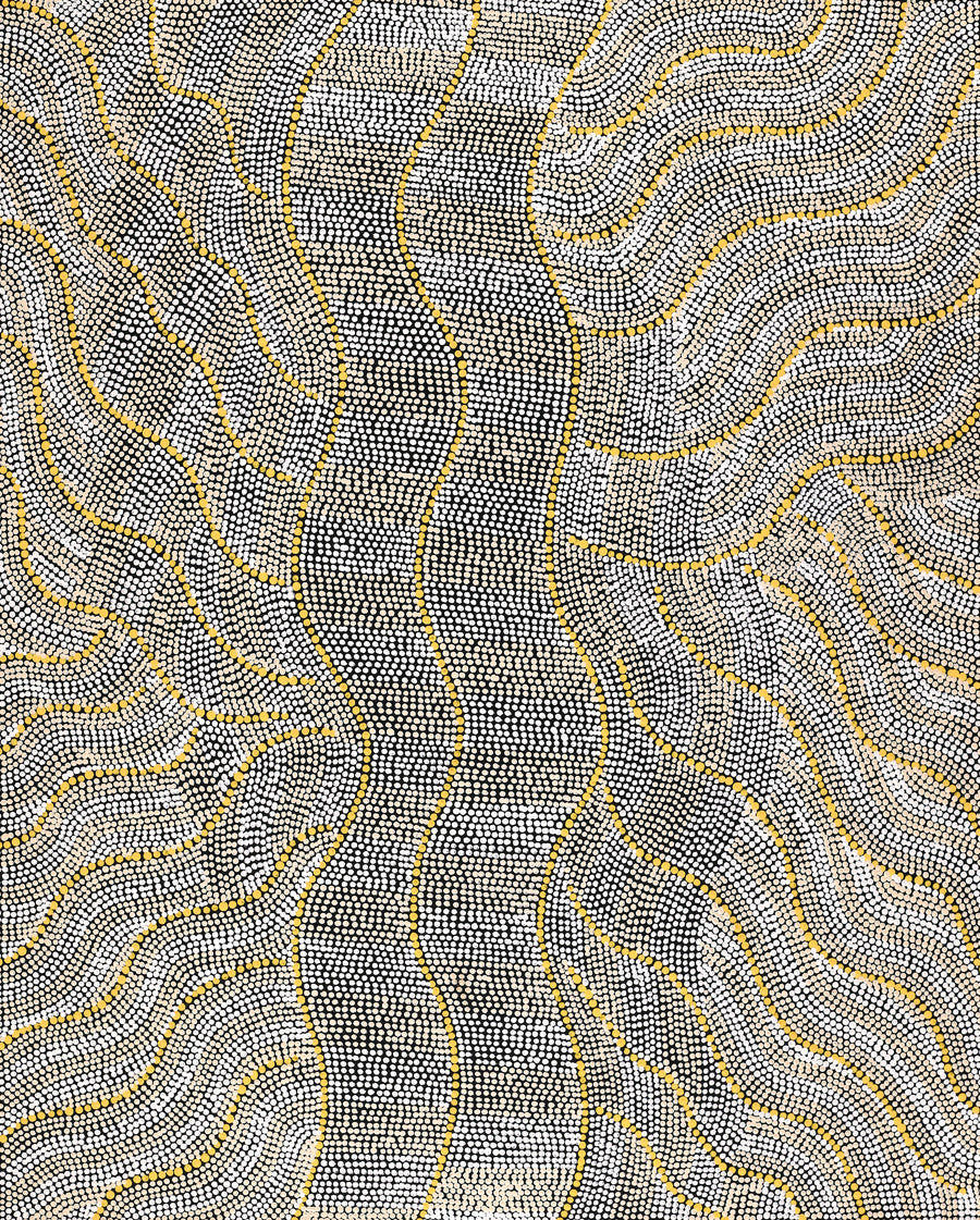 Aboriginal Artwork by Marissa Napanangka Anderson, Ngapa Jukurrpa (Water Dreaming) - Puyurru, 76x61cm