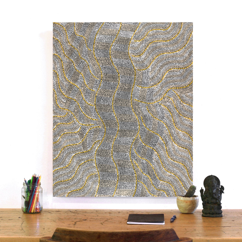 Aboriginal Artwork by Marissa Napanangka Anderson, Ngapa Jukurrpa (Water Dreaming) - Puyurru, 76x61cm