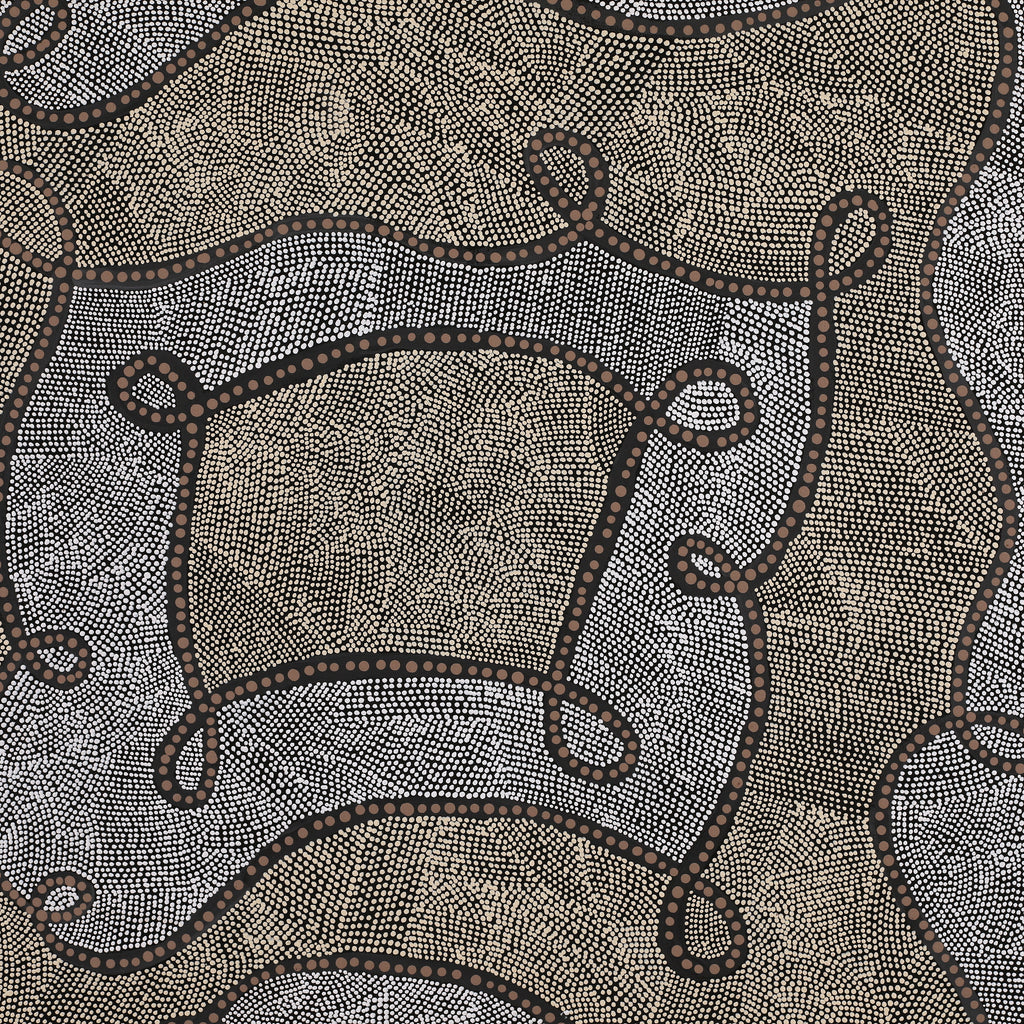 Aboriginal Artwork by Marissa Napanangka Anderson, Ngapa Jukurrpa (Water Dreaming) - Puyurru, 91x91cm
