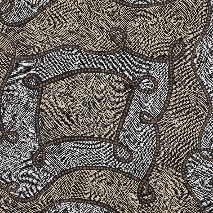 Aboriginal Artwork by Marissa Napanangka Anderson, Ngapa Jukurrpa (Water Dreaming) - Puyurru, 91x91cm