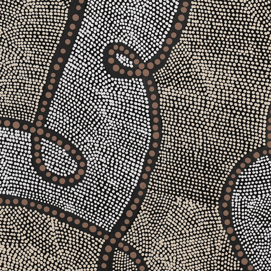 Aboriginal Artwork by Marissa Napanangka Anderson, Ngapa Jukurrpa (Water Dreaming) - Puyurru, 91x91cm