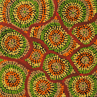 Aboriginal Artwork by Marita Napanangka Marshall, Yuparli Jukurrpa (Bush Banana Dreaming), 30x30cm