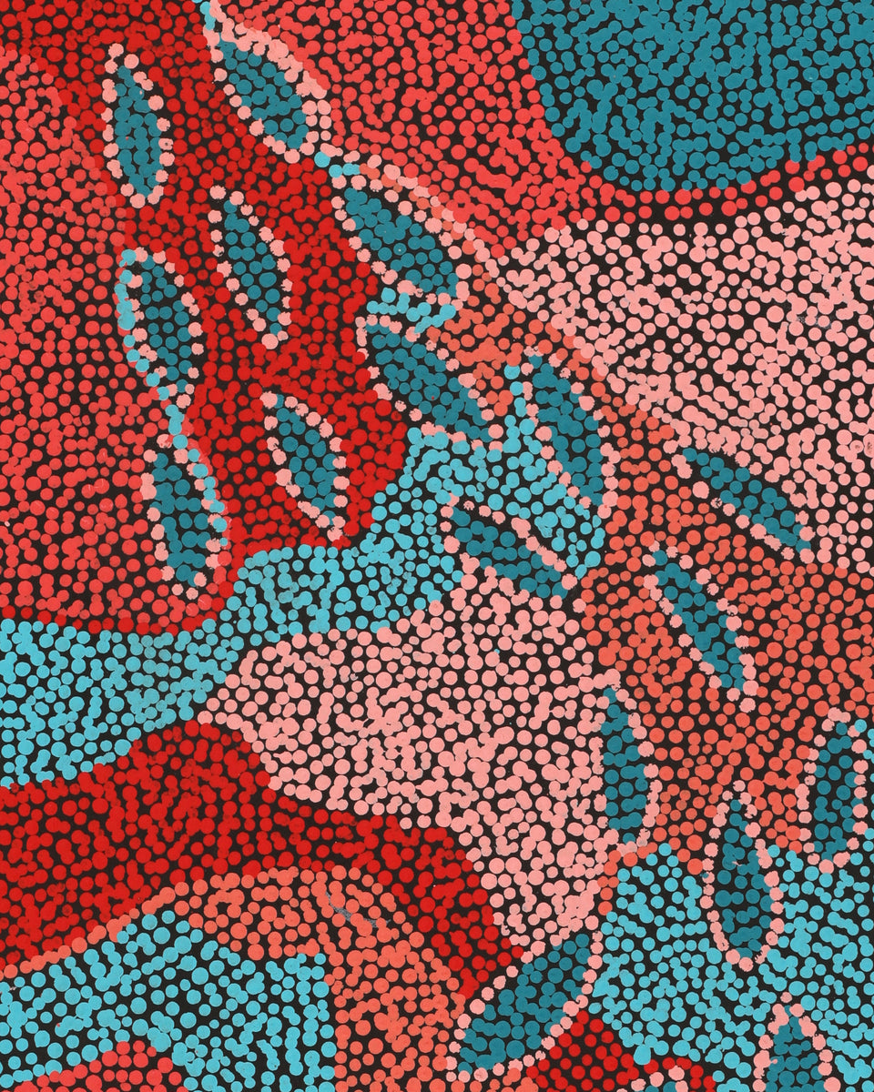 Aboriginal Artwork by Marita Napanangka Marshall, Yuparli Jukurrpa (Bush Banana Dreaming), 76x30cm