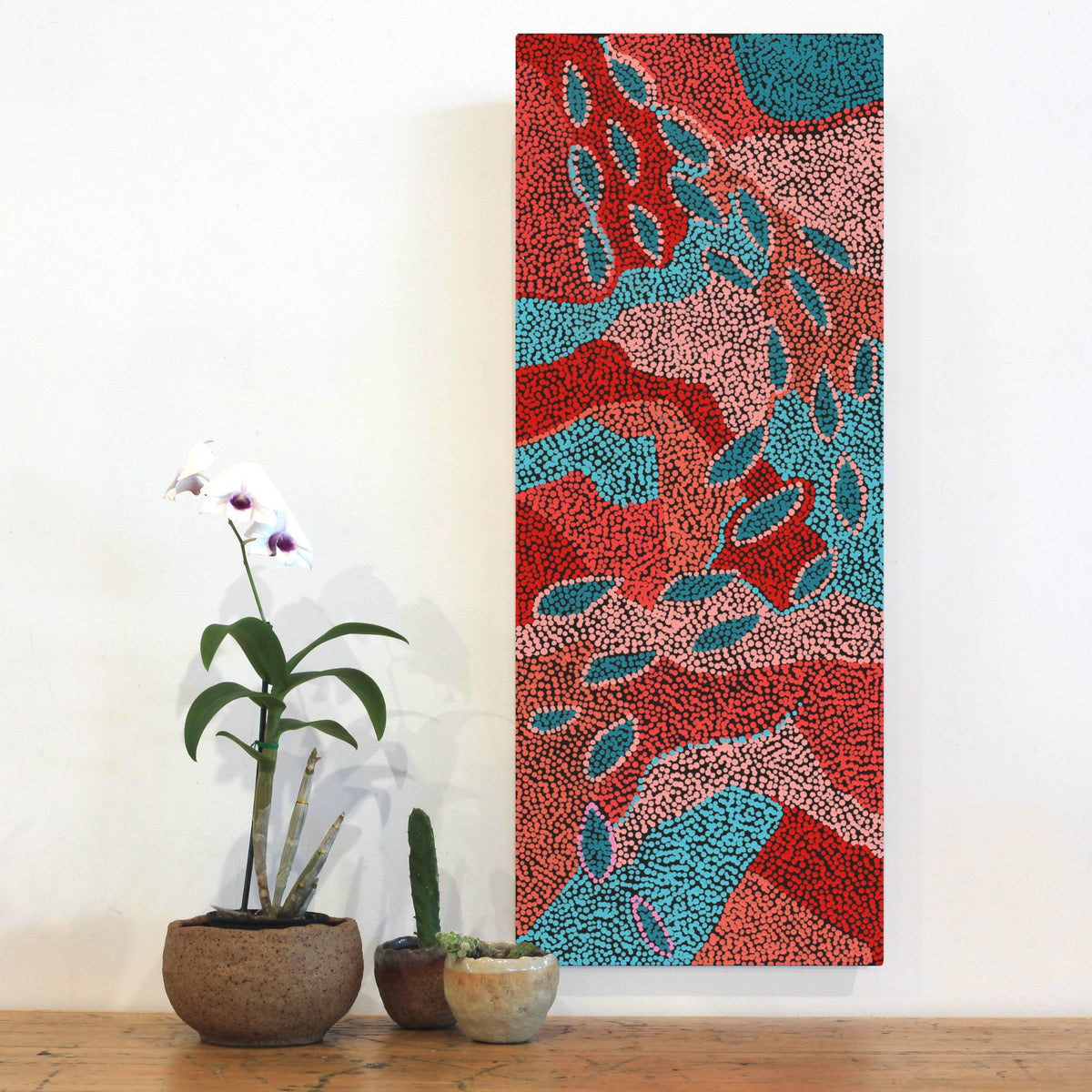 Aboriginal Artwork by Marita Napanangka Marshall, Yuparli Jukurrpa (Bush Banana Dreaming), 76x30cm