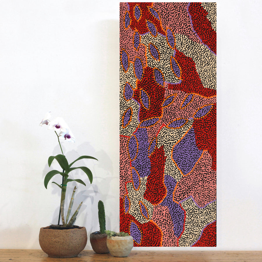 Aboriginal Artwork by Marita Napanangka Marshall, Yuparli Jukurrpa (Bush Banana Dreaming), 76x30cm