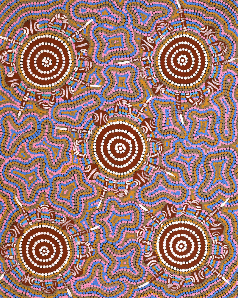 Aboriginal Artwork by Martina Napangardi Wheeler, Mirri-jarra Jukurrpa (Shield Dreaming), 50x40cm
