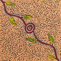 Aboriginal Artwork by Marsha Nangala Williams, Watiya-warnu Jukurrpa (Seed Dreaming), 30x30cm