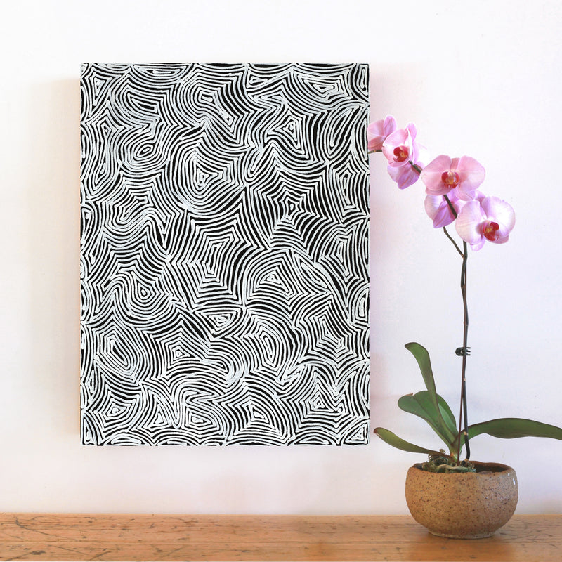 Aboriginal Artwork by Marshall Jangala Robertson, Watiya-warnu Jukurrpa (Seed Dreaming), 61x46cm