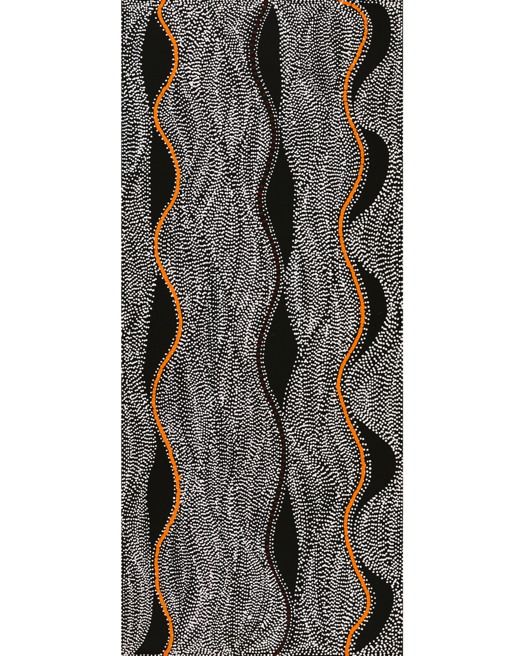 Aboriginal Artwork by Marshall Jangala Robertson, Watiya-warnu Jukurrpa (Seed Dreaming), 107x46cm