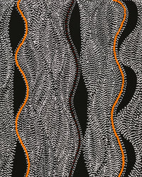 Aboriginal Artwork by Marshall Jangala Robertson, Watiya-warnu Jukurrpa (Seed Dreaming), 107x46cm