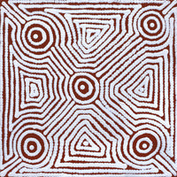 Aboriginal Artwork by Marshall Jangala Robertson, Watiya-warnu Jukurrpa (Seed Dreaming), 30x30cm