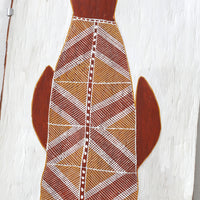 Aboriginal Artwork by Marshella Nanguwerr, Birlmu or Namarnkorl (Barramundi), 86x36cm