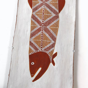 Aboriginal Art by Marshella Nanguwerr, Birlmu or Namarnkorl (Barramundi), 86x36cm - ART ARK®