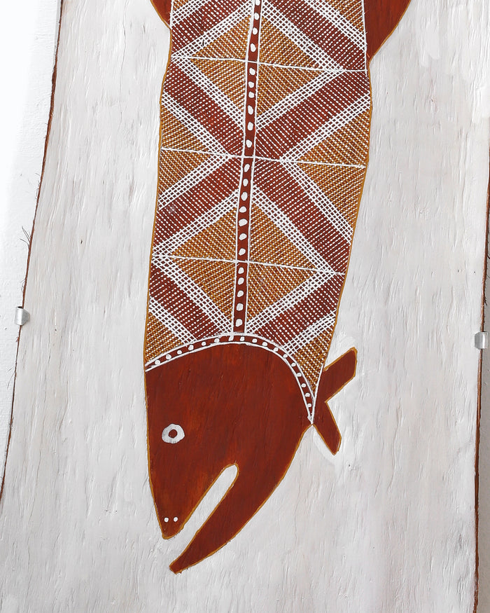 Aboriginal Art by Marshella Nanguwerr, Birlmu or Namarnkorl (Barramundi), 86x36cm - ART ARK®