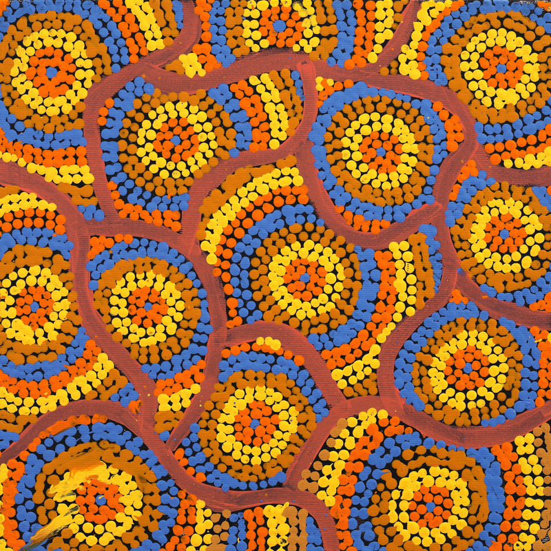 Aboriginal Artwork by Marita Napanangka Marshall, Yuparli Jukurrpa (Bush Banana Dreaming), 30x30cm
