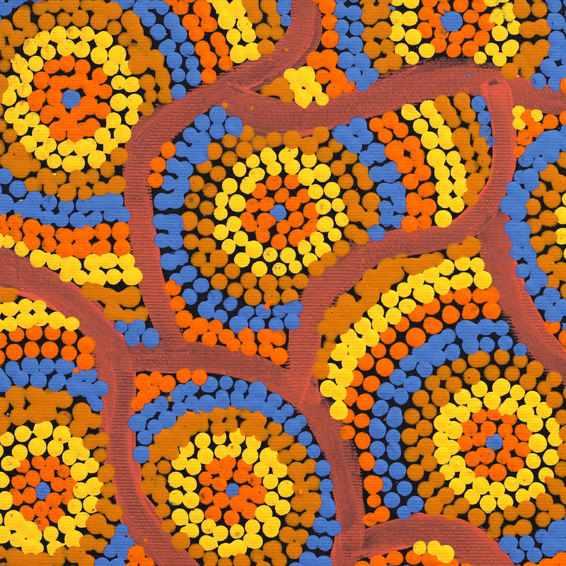 Aboriginal Artwork by Marita Napanangka Marshall, Yuparli Jukurrpa (Bush Banana Dreaming), 30x30cm