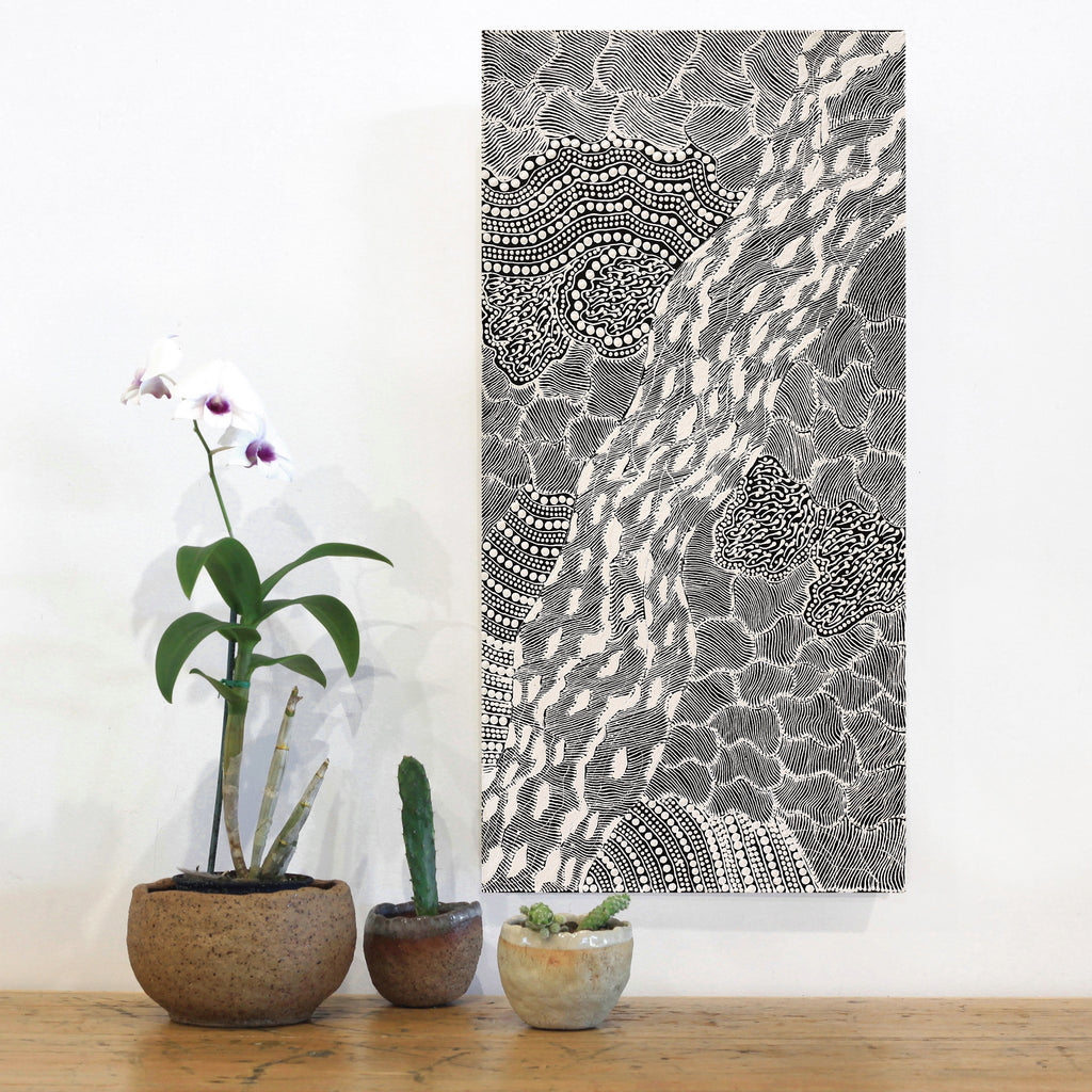 Aboriginal Artwork by Mary Napangardi Butcher, Pikilyi Jukurrpa, 61x30cm