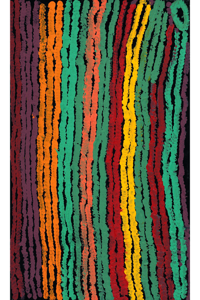 Aboriginal Artwork by Maywokka Chapman (Mayiwalku), Ggurra (home Country, camp), 51x30.5cm