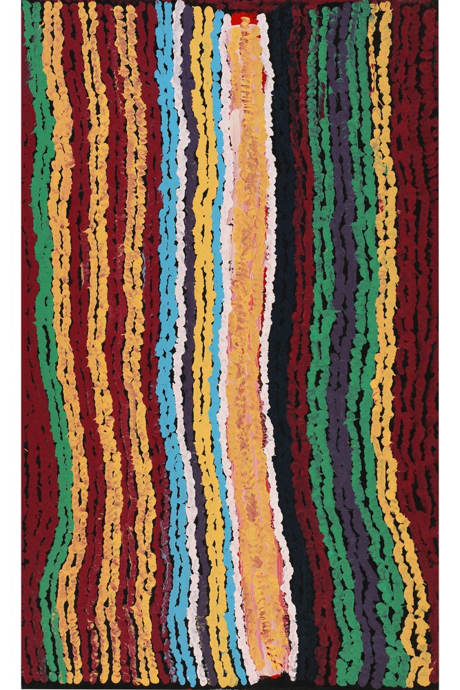 Aboriginal Artwork by Maywokka Chapman (Mayiwalku), Ggurra (home Country, camp), 76x46cm