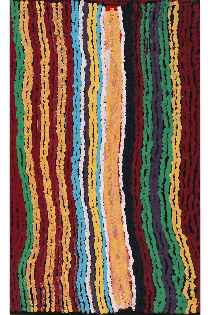 Aboriginal Art by Maywokka Chapman (Mayiwalku), Ggurra (home Country, camp), 76x46cm - ART ARK®