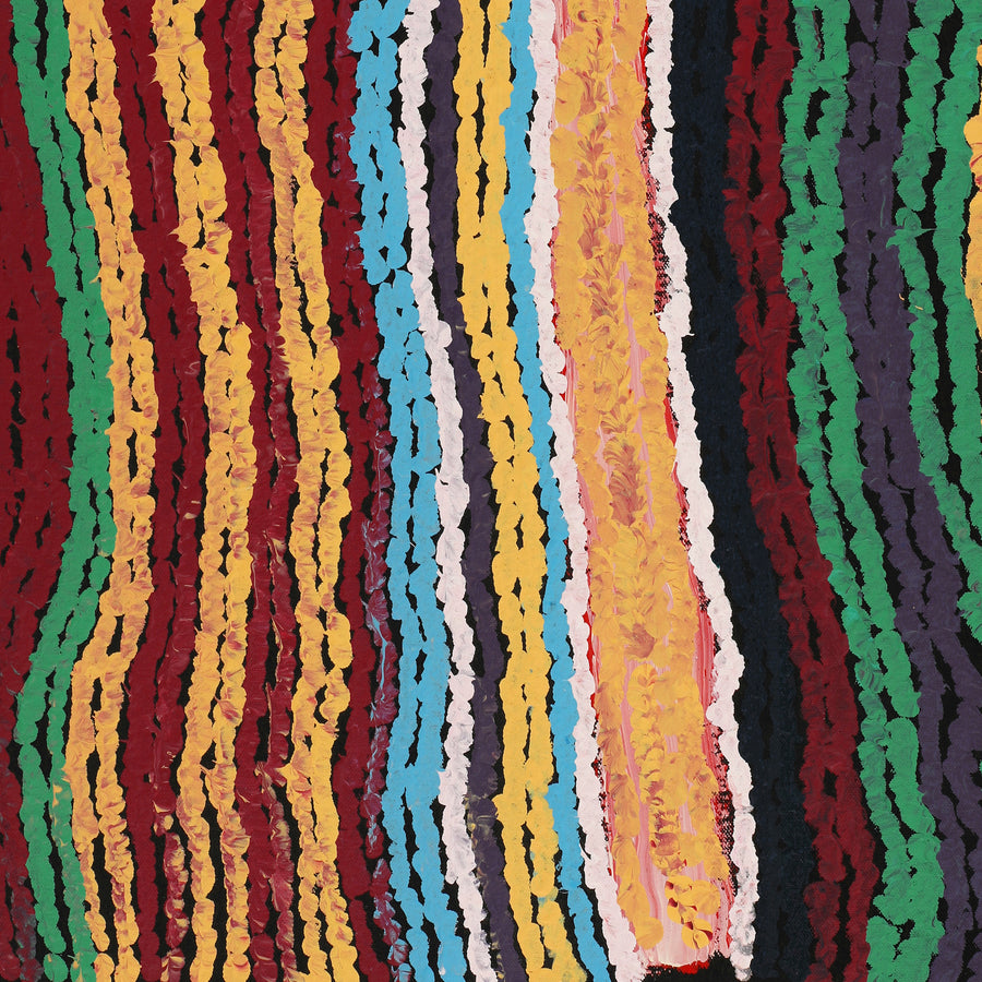 Aboriginal Artwork by Maywokka Chapman (Mayiwalku), Ggurra (home Country, camp), 76x46cm