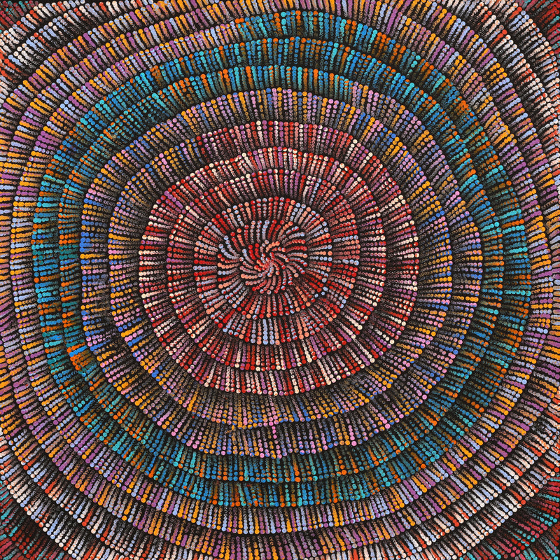 Aboriginal Artwork by Mekeisha Napanangka Martin, Pamapardu Jukurrpa (Flying Ant Dreaming) - Warntungurru, 46x46cm