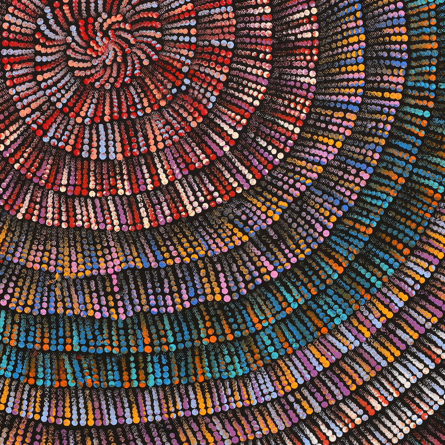 Aboriginal Artwork by Mekeisha Napanangka Martin, Pamapardu Jukurrpa (Flying Ant Dreaming) - Warntungurru, 46x46cm