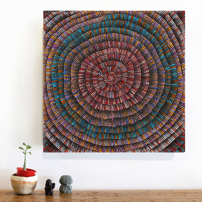 Aboriginal Artwork by Mekeisha Napanangka Martin, Pamapardu Jukurrpa (Flying Ant Dreaming) - Warntungurru, 46x46cm