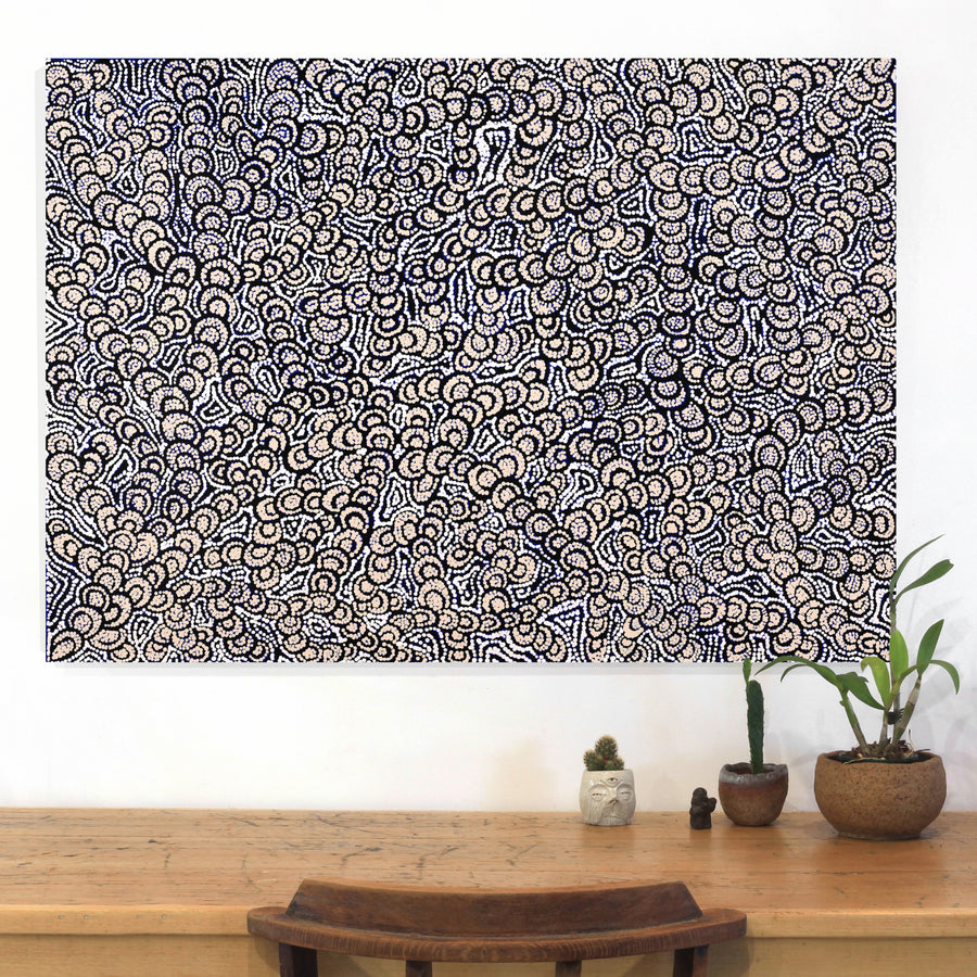 Aboriginal Artwork by Melinda Napurrurla Wilson, Lukarrara Jukurrpa, 107x76cm