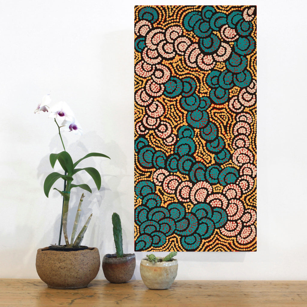 Aboriginal Artwork by Melinda Napurrurla Wilson, Lukarrara Jukurrpa, 61x30cm