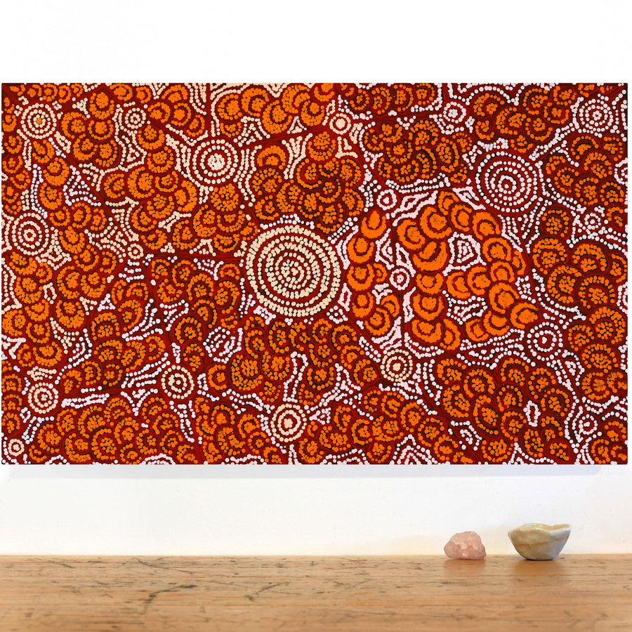 Aboriginal Artwork by Melinda Napurrurla Wilson, Lukarrara Jukurrpa, 76x46cm