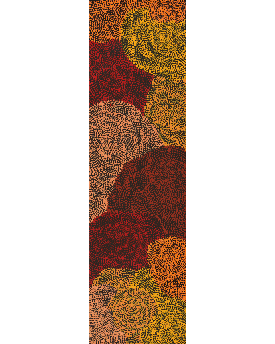 Aboriginal Artwork by Melissa Nampijinpa Karpa, Ngapa Jukurrpa (Water Dreaming) - Puyurru, 107x30cm