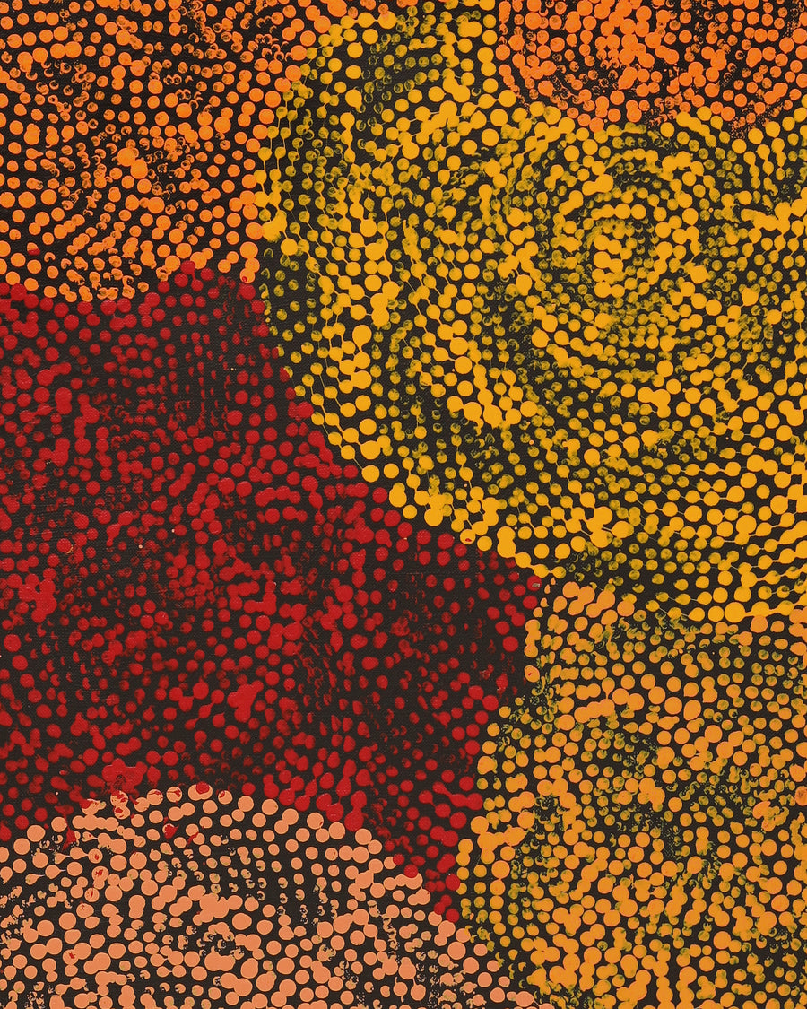 Aboriginal Artwork by Melissa Nampijinpa Karpa, Ngapa Jukurrpa (Water Dreaming) - Puyurru, 107x30cm