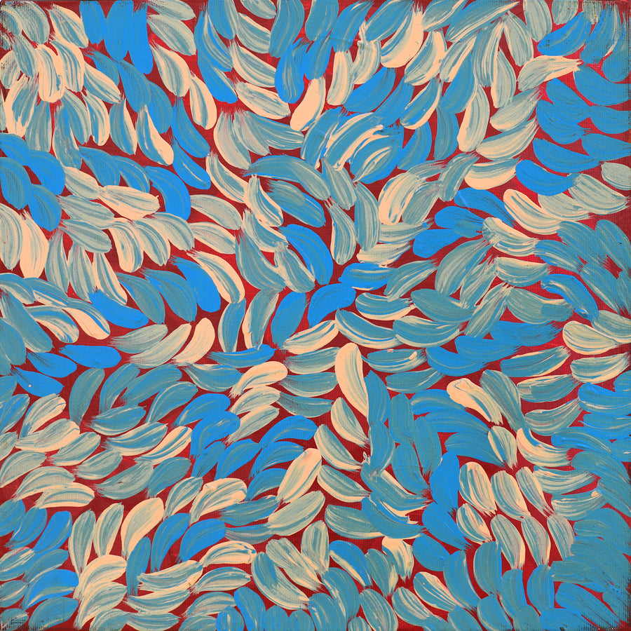 Aboriginal Artwork by Melissa Nampijinpa Karpa, Ngapa Jukurrpa (Water Dreaming) - Puyurru, 30x30cm