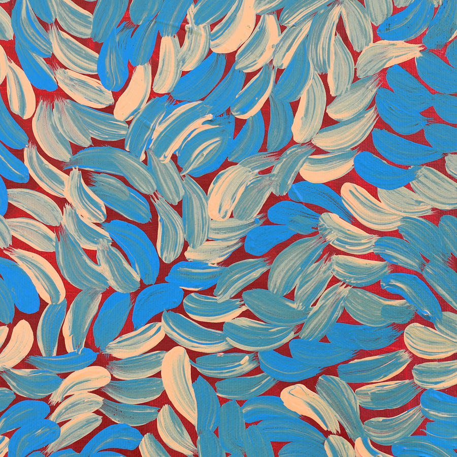 Aboriginal Artwork by Melissa Nampijinpa Karpa, Ngapa Jukurrpa (Water Dreaming) - Puyurru, 30x30cm