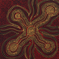 Aboriginal Artwork by Melissa Nampijinpa Karpa, Ngapa Jukurrpa (Water Dreaming) - Puyurru, 40x40cm