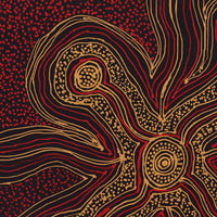 Aboriginal Artwork by Melissa Nampijinpa Karpa, Ngapa Jukurrpa (Water Dreaming) - Puyurru, 40x40cm