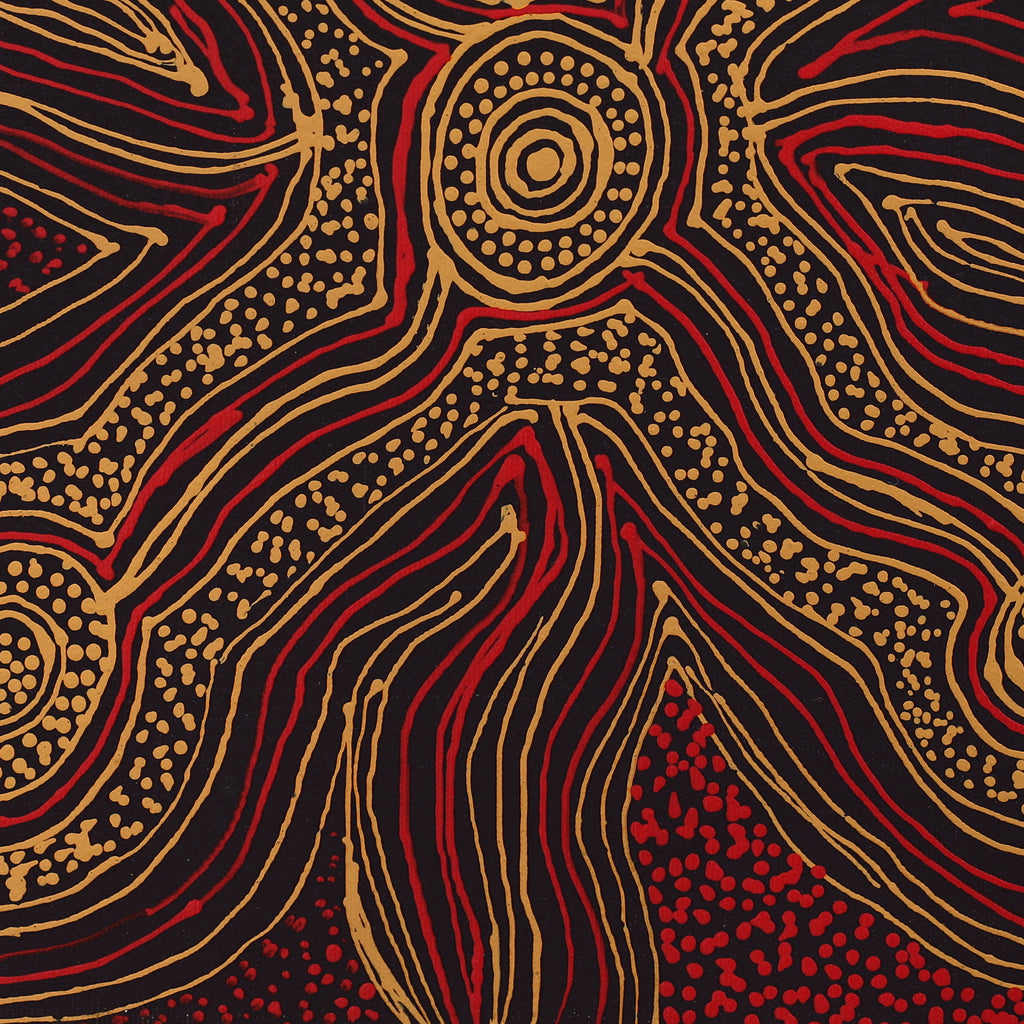 Aboriginal Artwork by Melissa Nampijinpa Karpa, Ngapa Jukurrpa (Water Dreaming) - Puyurru, 40x40cm