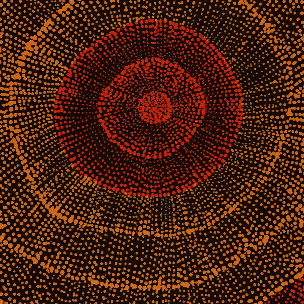 Aboriginal Artwork by Melissa Nampijinpa Karpa, Ngapa Jukurrpa (Water Dreaming) - Puyurru 61x30cm