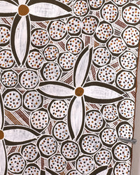Aboriginal Artwork by Merrkiyawuy #2 Munuŋgurr, Dhatam, 96x45cm Bark