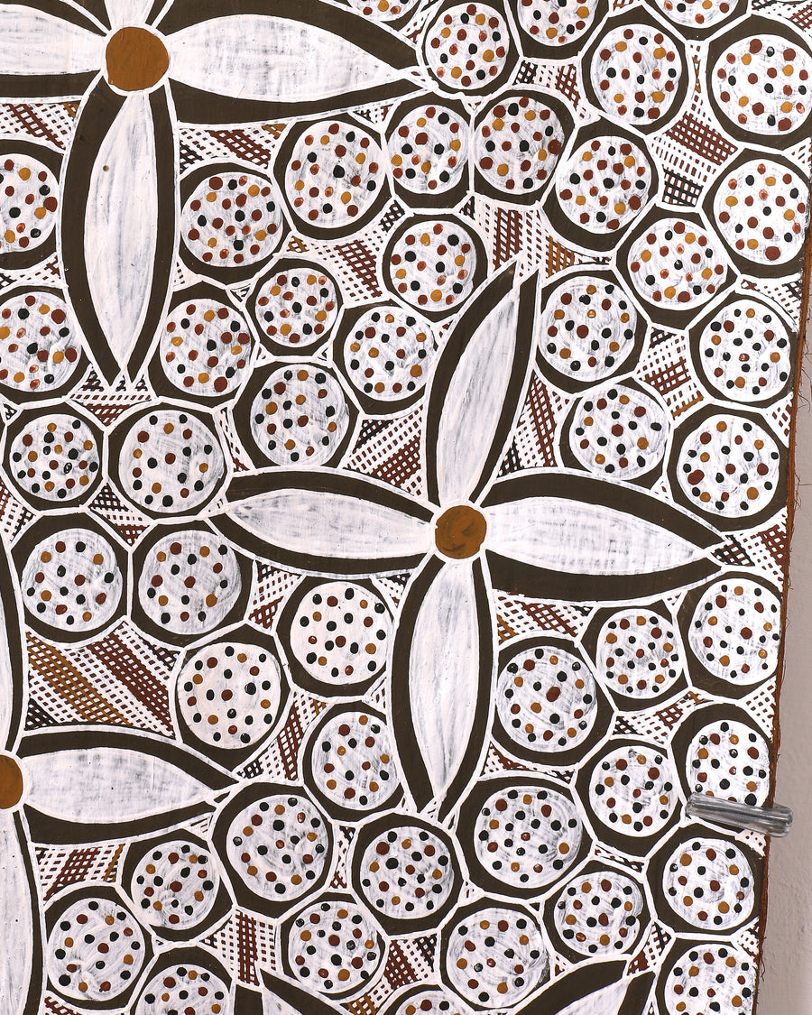 Aboriginal Artwork by Merrkiyawuy #2 Munuŋgurr, Dhatam, 96x45cm Bark
